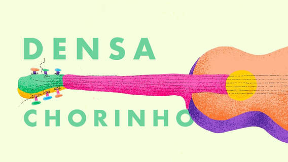 guitare colorée avec texte densa chorinho